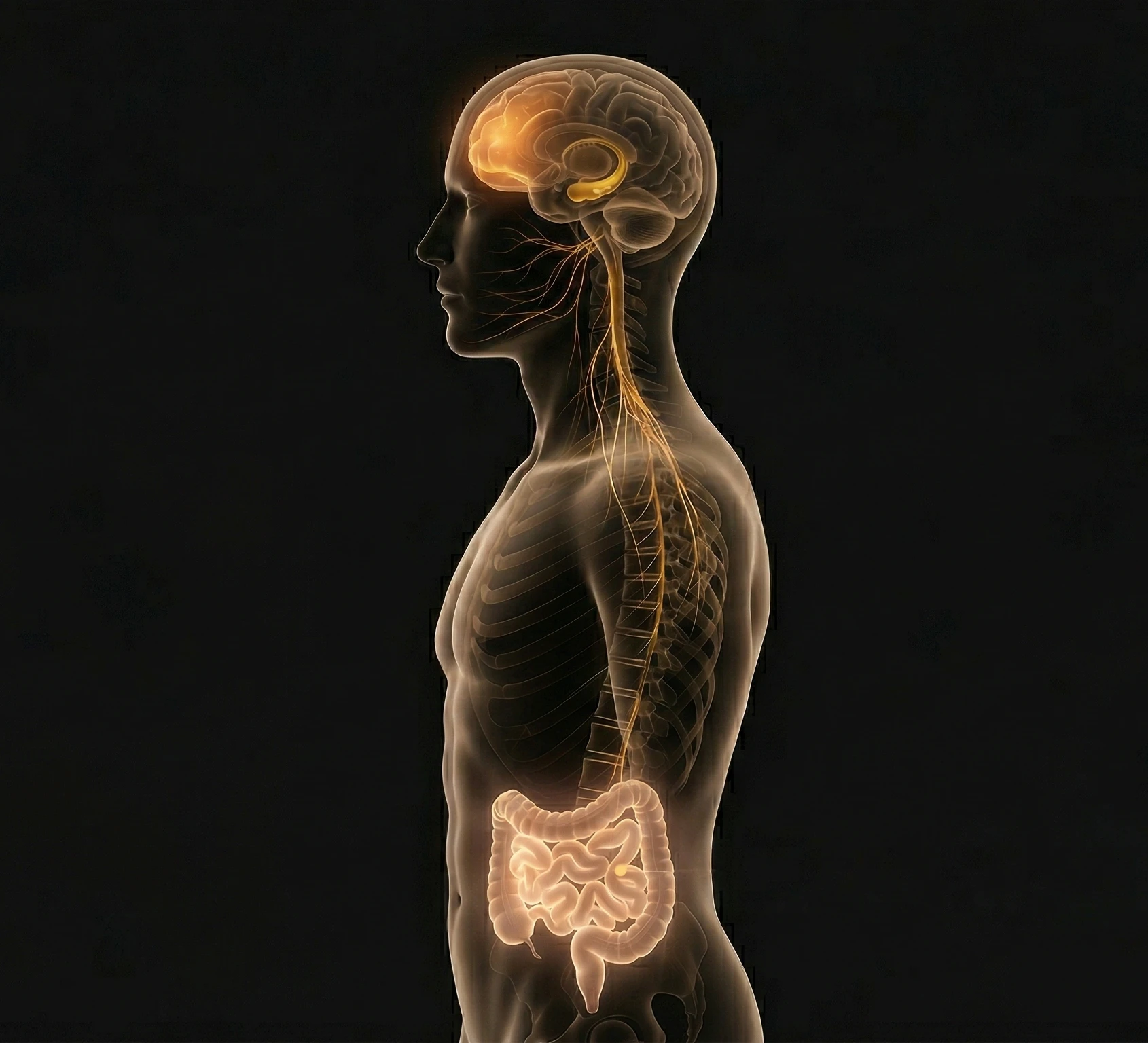 Medical illustration showing Lion's Mane effects on the brain and body
